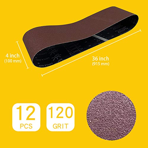 4 x 36 Inch 120 Grit Sanding Belt | Premium Aluminum Oxide Sanding Belt | Premium Sander Sandpaper – 12 Pack by TPmax - Used condition - Image 2