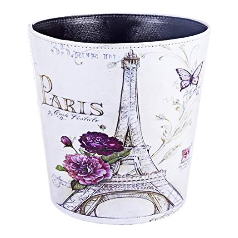 Lingxuinfo Scakbyer Waste Paper Bin, European British Style Tower Pattern Trash Can Wastebasket Garbage Can Without Lid Waste Bin for Kitchen Bathroom Bedroom (Tower Purple Flower) Cover
