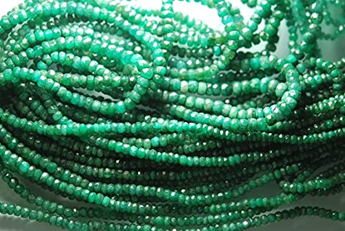 Émeraude béryl en perles rondelles facettées 3-4mm pour création de bijoux DIY