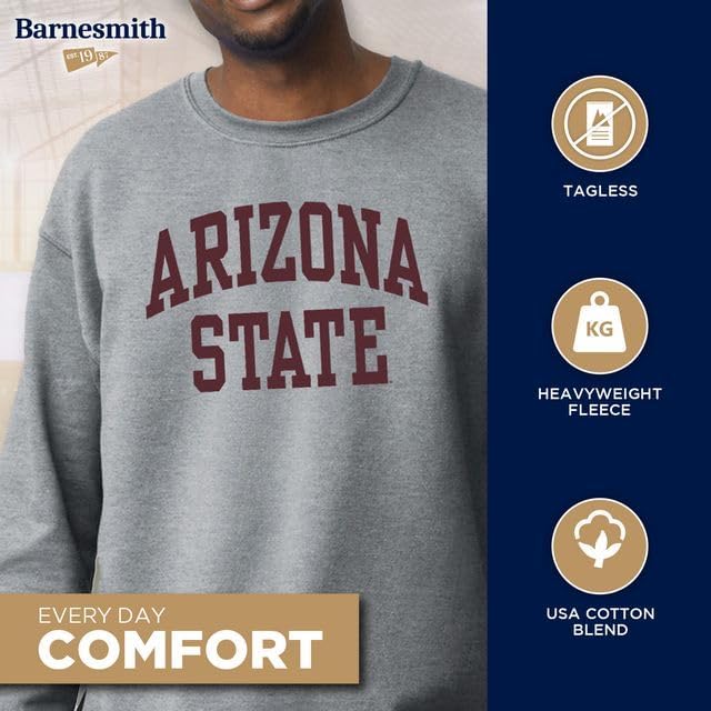 Barnesmith Crewneck Adult Unisex Sweatshirt for College, Classic Design, Charcoal Grey - Image 3