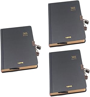 STOBOK 3Pcs 365 Notebook Com Bloqueio Bloco De Notas De Escritório Notebook 365 Dias Diário Com Bloqueio Diário Sketchbook Diário Pessoal Papel Kraft Conta Revista Planejador