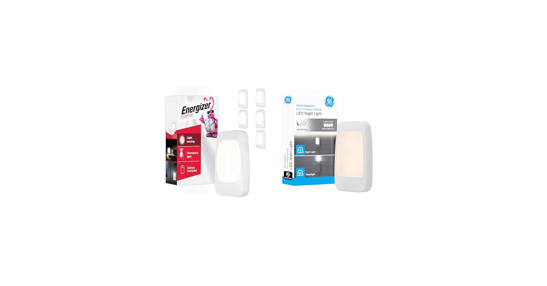 Energizer 4-in-1 LED Power Failure Night Light, 6 Pack, Plug