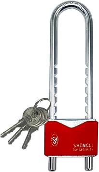 WXYZ Keyed Padlocks U-Shaped Key Padlock, Length Adjustable, Lock Space 14.5x2.8cm, 19x3.5cm, 3 Keys, Black, Red, Blue, Green Color Red, Size Long Lock
