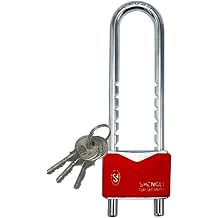 WXYZ Keyed Padlocks U-Shaped Key Padlock, Length Adjustable, Lock Space 14.5x2.8cm, 19x3.5cm, 3 Keys, Black, Red, Blue, Green Color Red, Size Long Lock