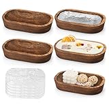 badashun 5 Pack Wooden Dough Bowls,Dough Bowls for Candle with Fire-resistant Coating,Rustic Paulownia Wood Bowl,Kitchen Table Home Bathrooms Farmhouse Decoration (9.5 x 5.5 x 1.6 Inch,Brown) (5)