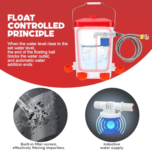 Chicken Feeder and Chicken Waterer Set Automatic Chicken Feeder Hanging Poultry Waterer 3 Gallon with Waterer Nipples and Feeding Ports,Chicken Coop Accessories - Image 5
