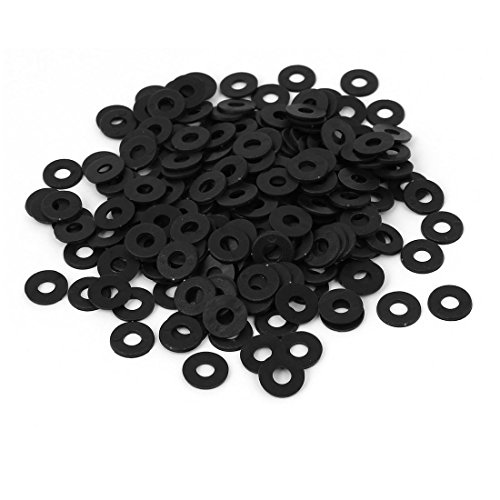 sourcing map 200 Stück Kunststoff Runde Unterlegscheibe Dichtung Distanzring Dichtring Schwarz M4x10mmx1mm