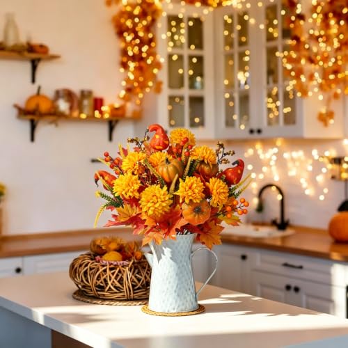 Image of 3Pcs Fall Flowers Artificial for Decoration Fall Cemetery Flowers for Grave