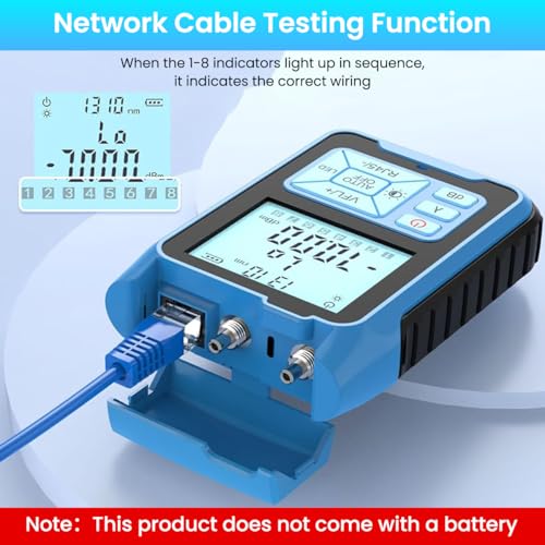Image of Serplex 4 in 1 Optic Cable Tester for Fiber Optic Cable, LCD Backlight Optical Power Meter with LED Light & Automatic Calibration, Visible Red Laser Tool, Battery Operated, Battery Not Included