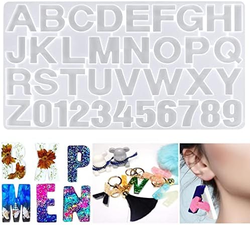 3D Upgraded Numbers Letters Alphabet Silicone Casting Resin Mould Jewelry Pendant Making Mold Women's Earring Molds for Wedding Baby Shower Birthday Handmade Women Girls Gift Craft DIY
