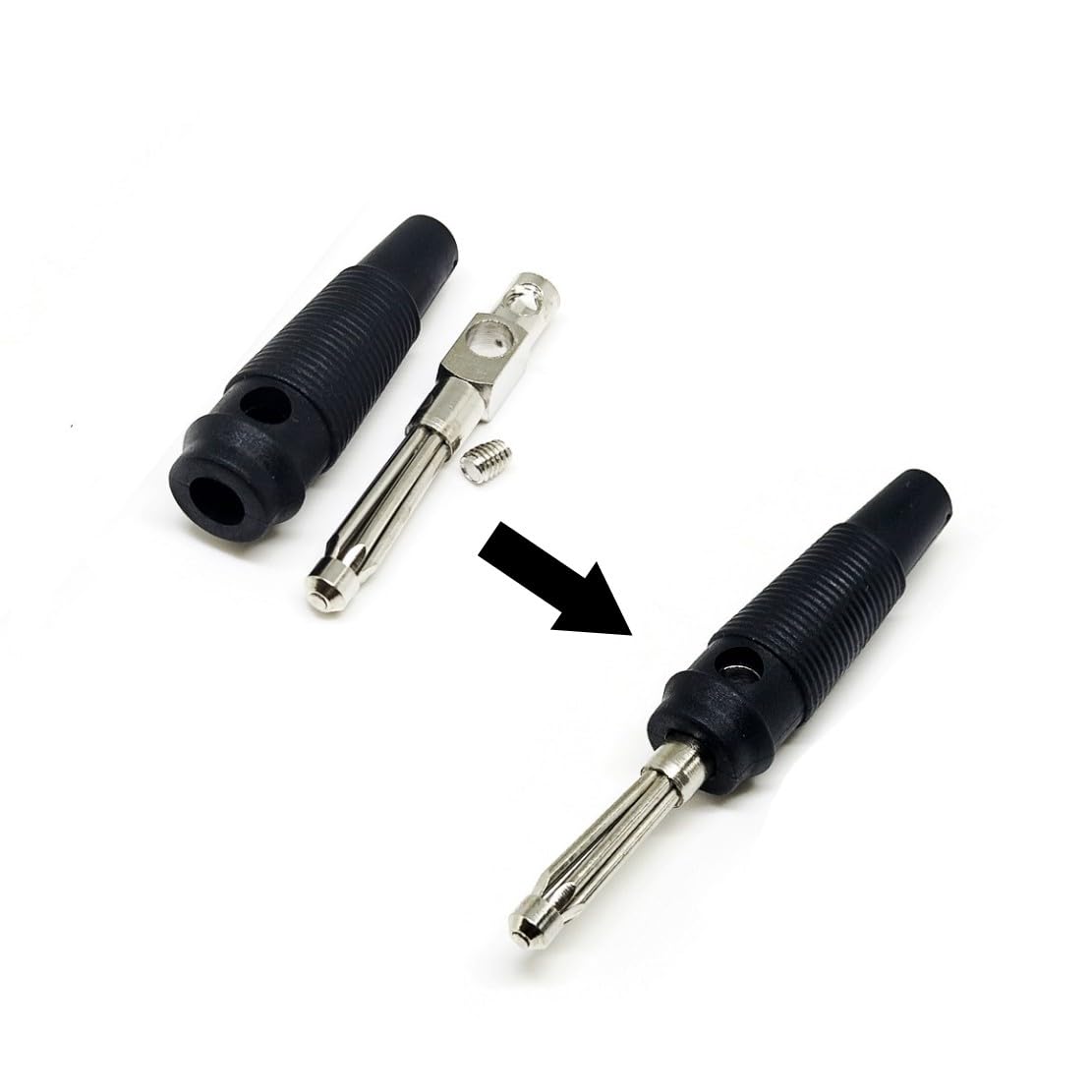 Prise banane 4 mm 32 A connecteur mâle empilable sans soudure adaptateur câble haut-parleur enveloppé sécurité ISO 10 pièces