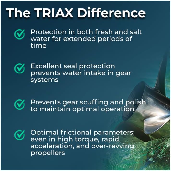 Miniatura 4 de TRIAX Marine Gear - Aceite sintético completo SAE 90  para todas las unidades de popa, propulsores de proa y unidades de engranajes inferiores en