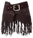 Size:40 Superkurzer Lagenrock mit Spitze, Fransen und einer kleinen Reißverschlusstasche für die wichtigen Dinge