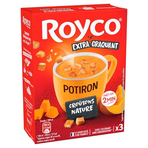 Soupe déshydratée potiron ROYCO contre les petites faims : un en-cas chaud en 2 min