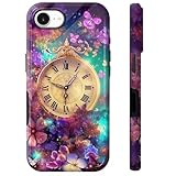 BWEGRHE Clock Pocket Watch Phone Case for iPhone 16E, Dual Layer Shockproof Heavy Duty Protective Cover with Soft TPU + Hard PC, Anti-Scratch Slim Fit, Wireless Charging Compatible