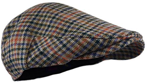 Image of Wonderful Fashion Men's Classic Herringbone Tweed Wool Blend Newsboy Ivy Hat (Large /X-Large, Charcoal)
