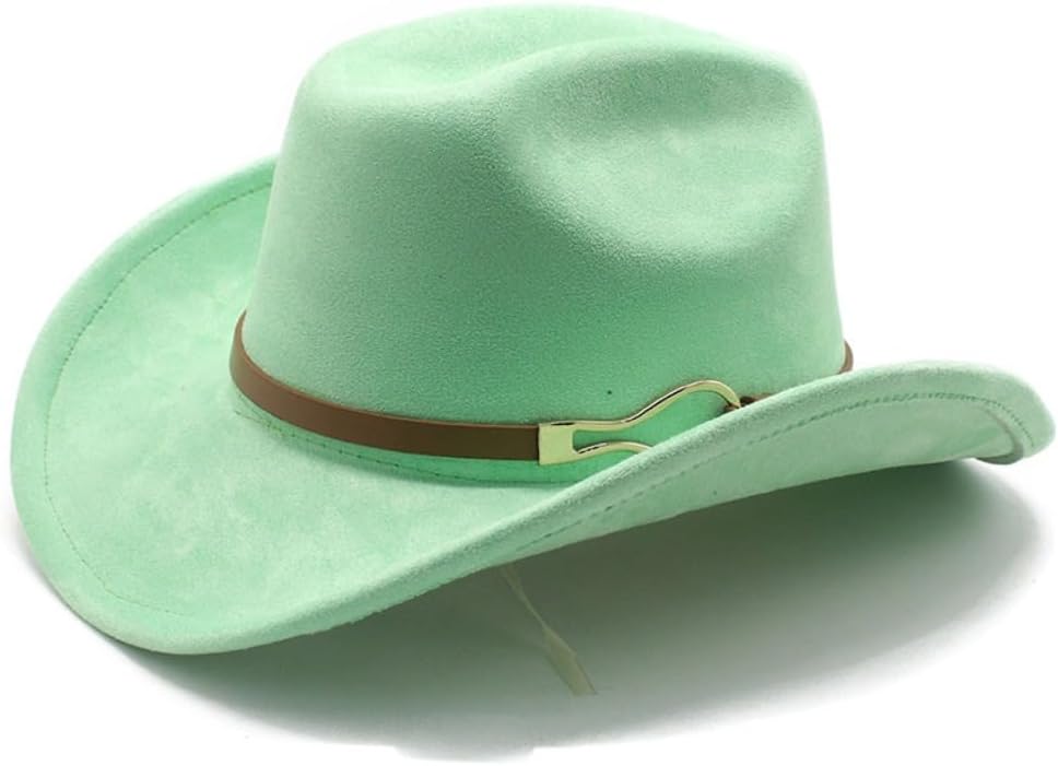 Western Style Purple Felt Cowboy Hat with Leather Band, Wide Brim Classic Design