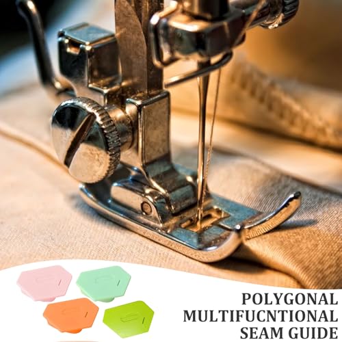 4 Stücke Magnetic Seam Guide, Guida Magnetica Con Scala, Guida per Cucitura Poligonale, Magnetici Poligonali Multifunzionali, Silicone Magnetic Guide with Scale (Rosa/Range/Grün/Smaragdgrün)