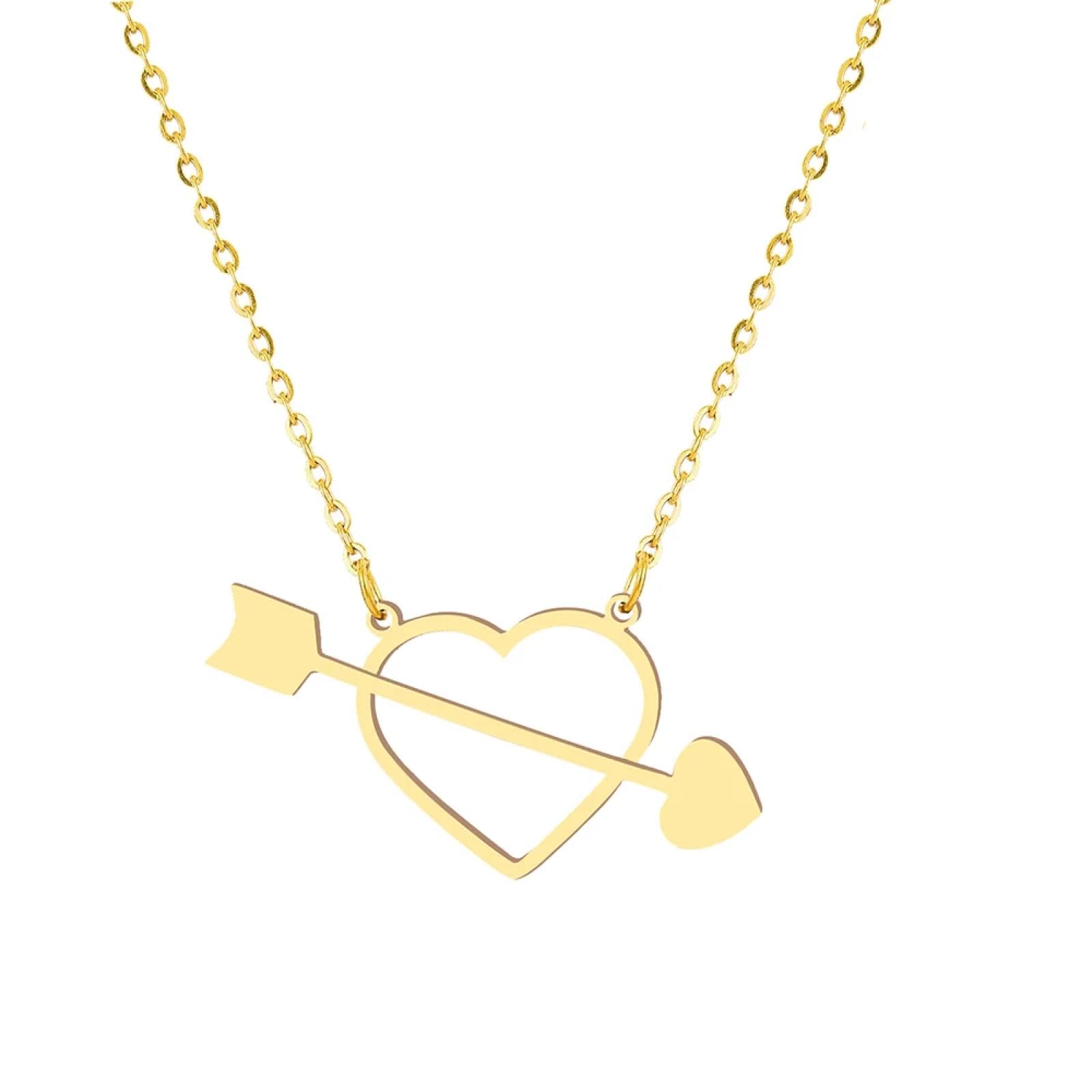 Collar Colgante Cadena Hombres Mujeres Joyería Collares Accesorios Dobles Flecha A Través del Corazón Colgantes De Gargantilla De Cadena Collar para Mujer