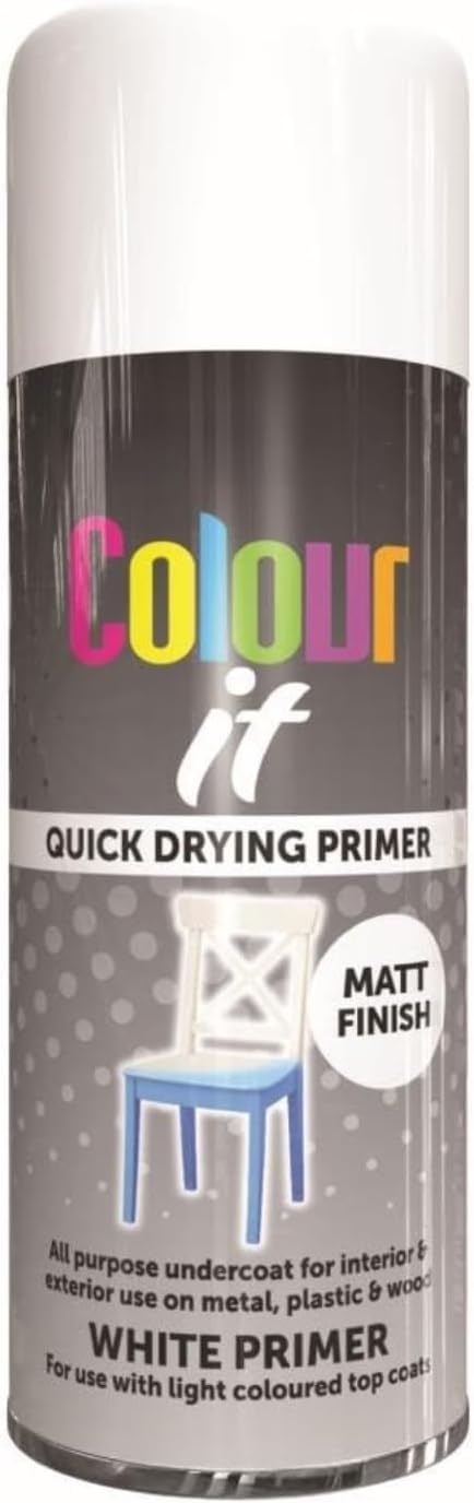 Inspired Essentials White Primer All Purpose Aerosol Spray Paint 400Ml Quick Drying Spray, Fast Dry And Excellent Coverage For Metal, Wood, Plastic And More (2, )