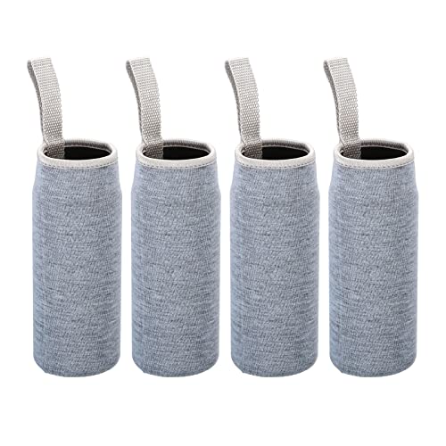 PATIKIL 65mmx180mm Water Bottle Sleeve, 4 Pack Neoprene Insulated Bottle Bag Holder Carrier Pouch with Finger Strap, Gray