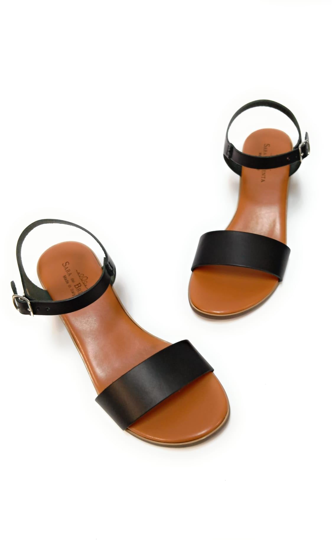 Sandali Donna Nuovi In Vera Pelle con Soletta in EcoPelle Tacco Comodo Suola Flessibile Made in Italy