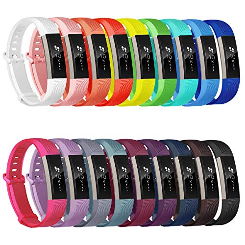 JOMOQ Replacement Bands Compatible for Fitbit Alta, Alta HR and Ace, Soft Customised Waterproof Adjustable Sport Rubber Smartwatch Strap Wristbands, Small Large, Women Men