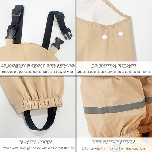 Image of Fewlby Kids Rain Bib Pants, Toddlers Waterproof Suspender Dirty Proof Rain Wear for Boys and Girls