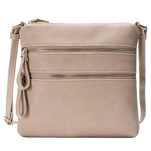 Image of Solene Small Multi Zipper Pocket Crossbody Bag with Adjustable Strap, Lightweight Travel Purse, Daily Small Messenger Pouch