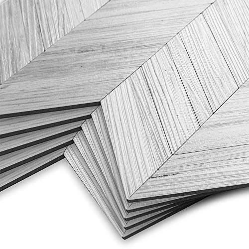 Dicofun White/Grey Herringbone Peel And Stick Backsplash, Vintage Wood Tiles Kitchen Backsplash, Pack Of 10 #TOP6