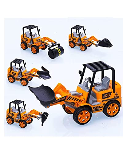 Image of Truck Toy for Kids - Pull Back Toys Vehicles Truck Toy for Kid, Friction Power Toy Trucks for 4+ Years Old Boys & Girls, Toys for Boys, Trucks Set for Kids(5 Pcs),Yellow