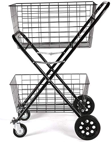 ZGYQGOO Double Layer Shopping Cart Child Environmental Protection Antirust Wear-Resistant Rubber Wheel Trolley - Image 6