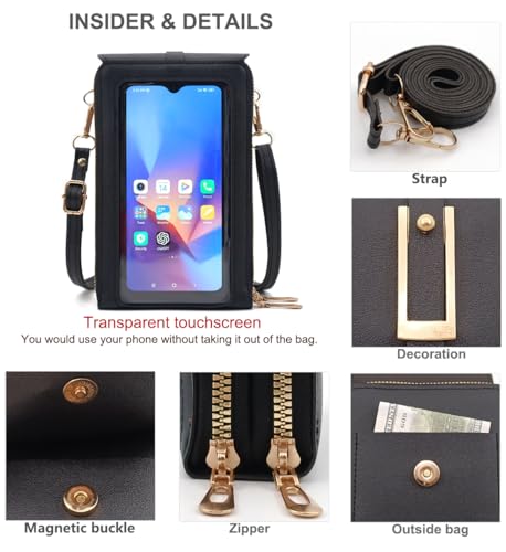 PORT&LOTUS Small Cell Cross Body Purses for Women Mini Shoulder Handbags Zipper Crossbody Bags4