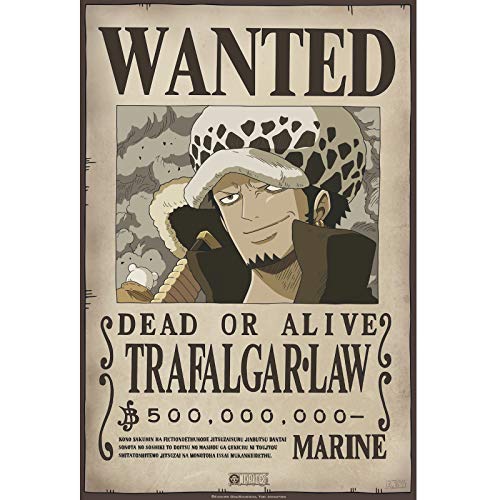 ABYstyle - One Piece - Poster - Wanted Trafalgar Law (52x35) Multicolore