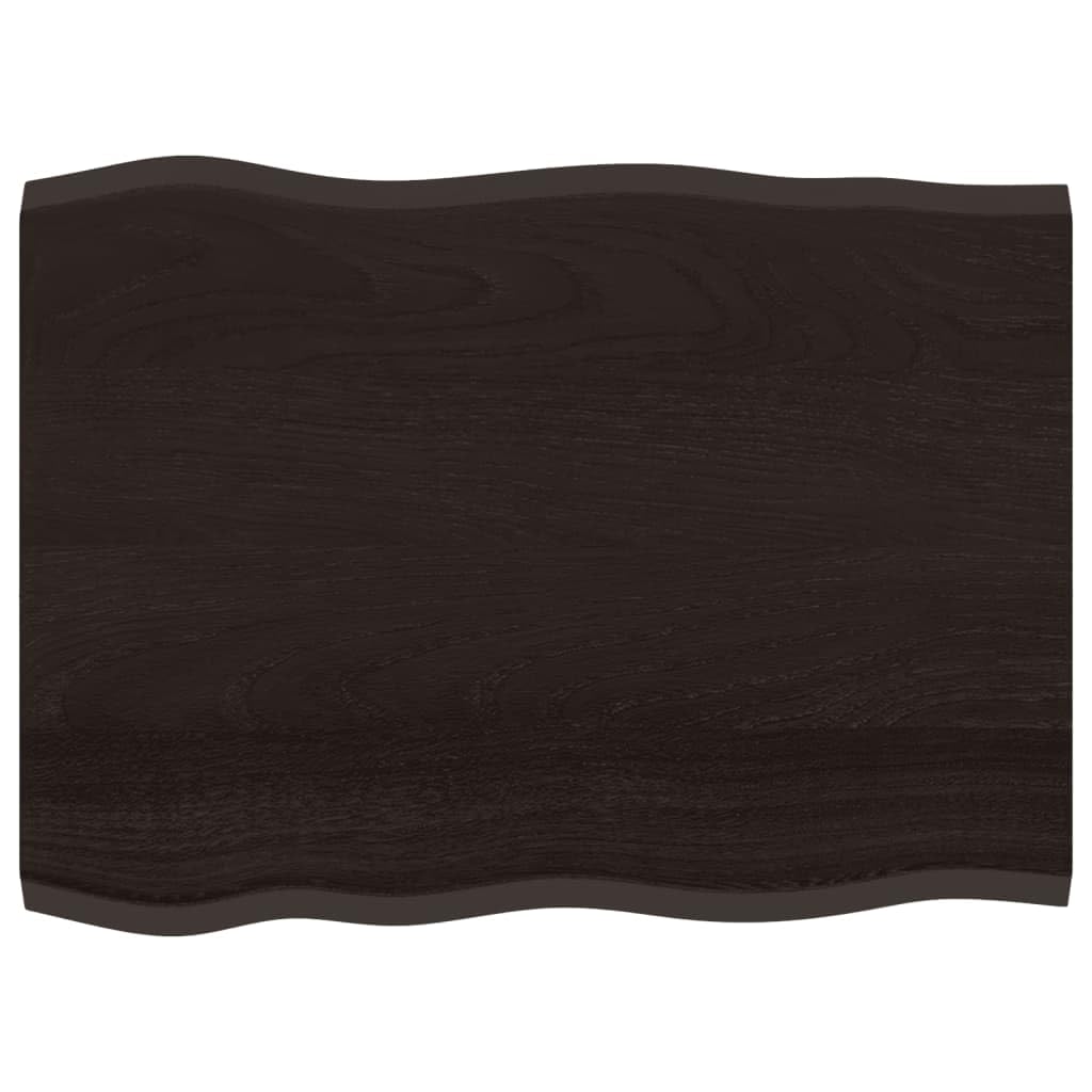 Piano Tavolo Marrone Scuro 80x60x2 cm in Rovere Massello Non Trattato con Finitura Scura e Bordi Vivi - Soluzione Ideale per Rinnovamento Tavolo Casa e Commerciale