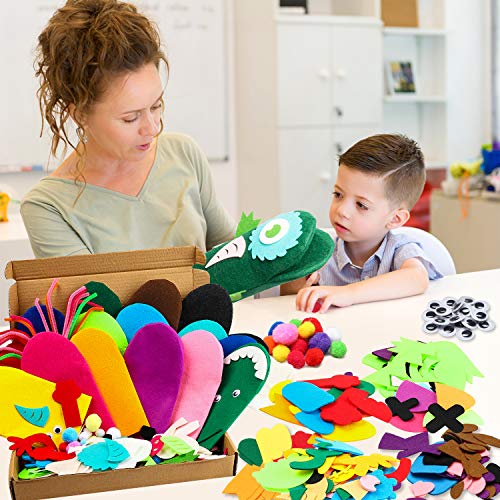 Watinc WT-FELT PUPPET-18P 18Pcs Hand Puppets Making Kit For Kids Art Craft Felt Sock Monster Puppet Creative Diy Make Your Own Puppets Pipe Cleaners Pompoms Storytelling Role Play Party Supplies Gift thumb #4