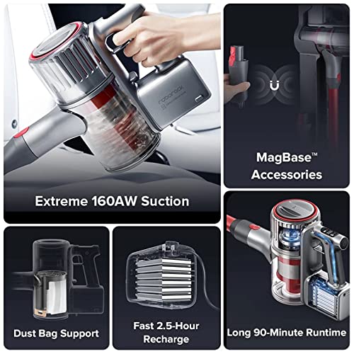 Roborock H7 Aspirateur Balai sans Fil Puissant Aspirateur Balai Électrique Forte Aspiration 160AW Autonomie de 90 Minutes Filtre 5 Couches Écran OLED 1,3" Moteur sans Balais Filtre à Poils d'Animaux - Image 3