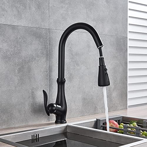 Mélangeur eau chaude froide noir mat style commercial pour cuisine