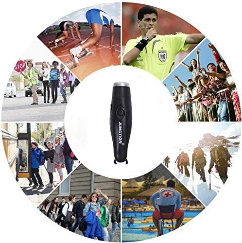 XREXS Electronic Whistle Handheld Emergency Survival 3-Tone Sport Whistle with Lanyard for Referee Coaches P.E. Teacher Training Outdoor Camping Personal Professional Dog Whistle (Black)