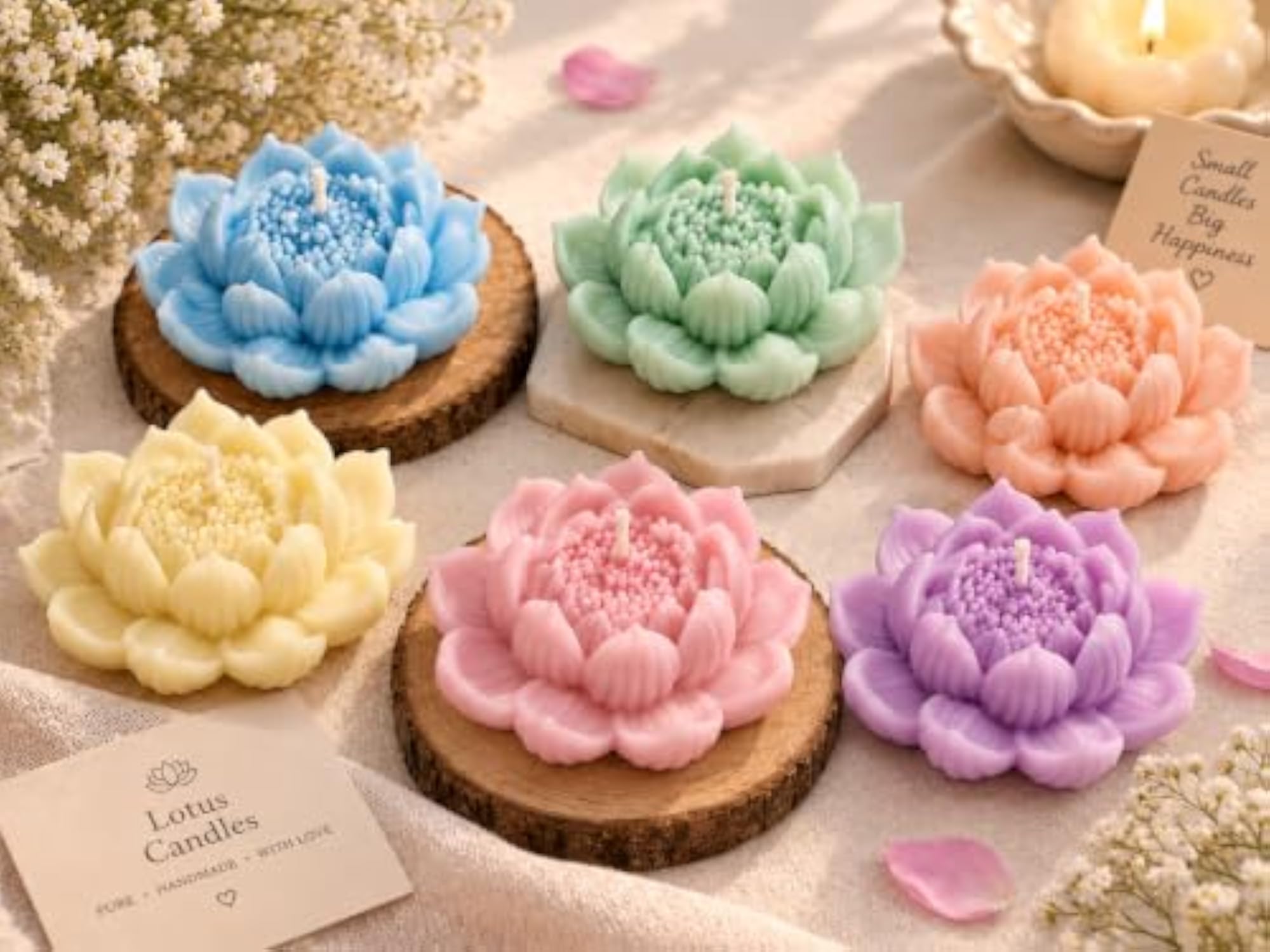 Lotus Flower Handmade Decorative Candle, Unique Gift