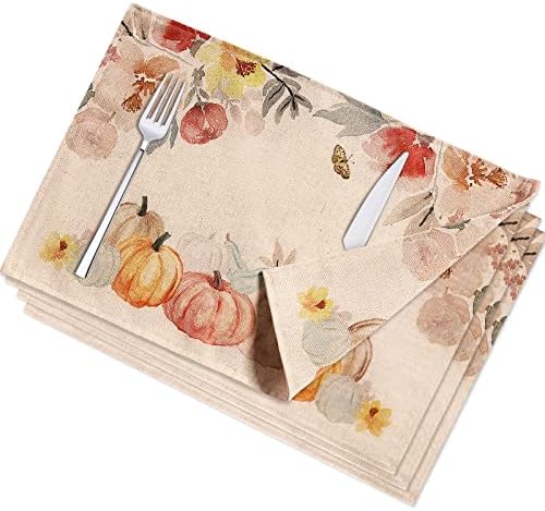 Dolcal Reversible placemats Set of 4, Farmhouse Dining Table Place mats Set, Machine Washable Table Mats for Kitchen