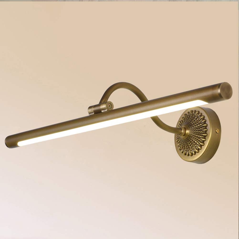 ACMHNC LED Spiegelleuchte Vintage Badezimmer Wasserdichte Spiegellampe Antik Messing Badlampe Schminktisch Wandleuchte 240° Winkel Einstellbar Schminklicht Neutral weiß 4000K,Messing,Ø58CM/12W
