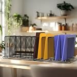 Simple Houseware Desk File Folder Expandable Sorter with 5 Section Upright, 2 Pack, Black