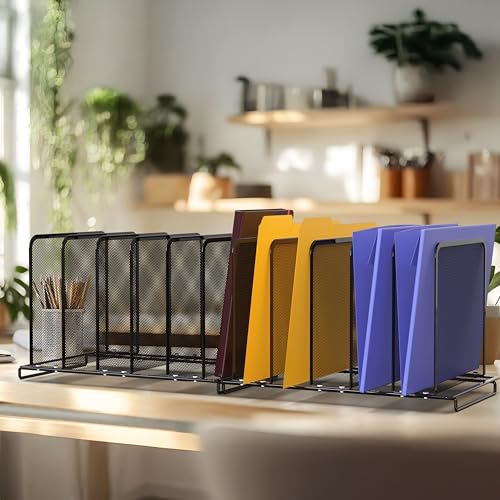 Simple Houseware Desk File Folder Expandable Sorter with 5 Section Upright, 2 Pack, Black image 6