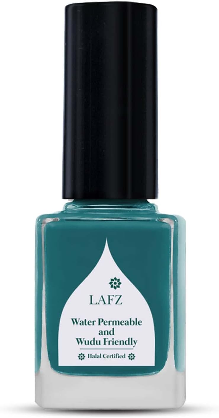 Lafz Breathable Nail Polish, Rich Glossy Finish, Halal Certified & Wudu Friendly, No Animal Ingredients, Single Coat Application, Made in Europe, 11ml (Tropical Teal)