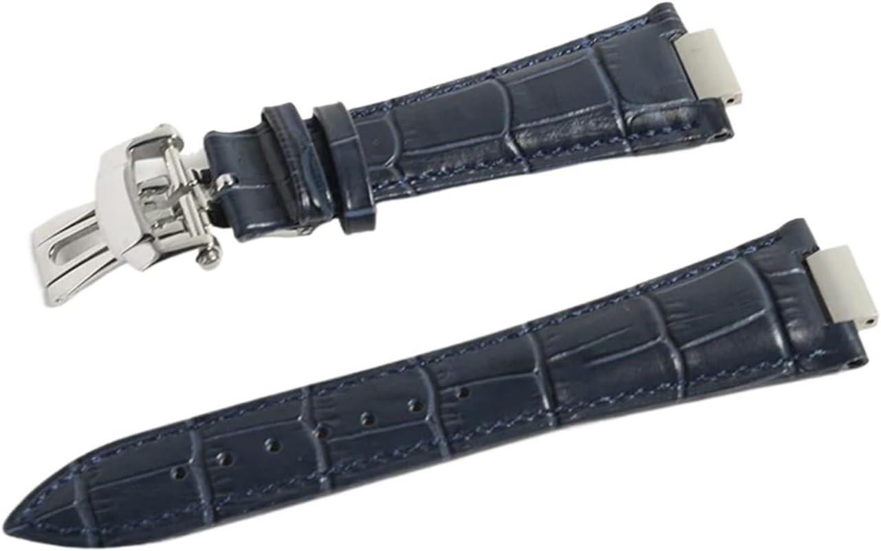 YYJzsw 25mm*13mm Genuine Leather Watch Band Cowhide Strap Compatible With Patek Philippe 5711 5712G Nautilus Brown Black Blue Watchband