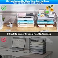 Paper Organizer Letter Tray, 4-Pack Acrylic File Organizer, Clear — image 3