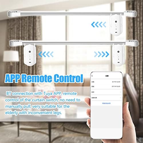 skrskr 2pcs Tuya Smart Curtain Motor BT Voice Control Switch Electric Curtain Robot APP Control Timer Setup Compatible with Home for Roman Rod, White