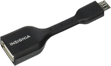 Insignia OTG On The Go Micro USB-to-USB Type-A Adapter Cable for Android Devices, Model NS-MOTGD, Black