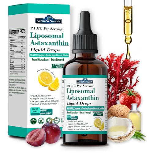 Liposomal Astaxanthin 24mg Liquid Drops – Antioxidant Eye Skin Joint Support Lemon Flavor